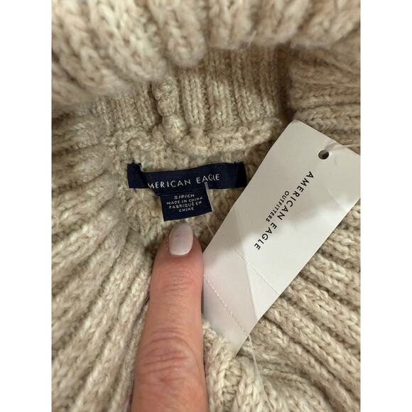 NWT American Eagle Outfitters Cable Knit Turtleneck Dress Beige Women's Size S - Picture 6 of 12